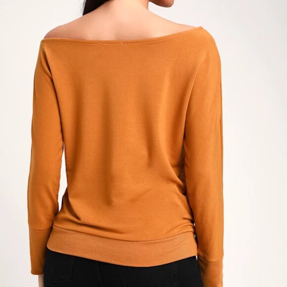Lulus Travis Rust Orange Long Sleeve Sweater Top - Picture 3 of 4